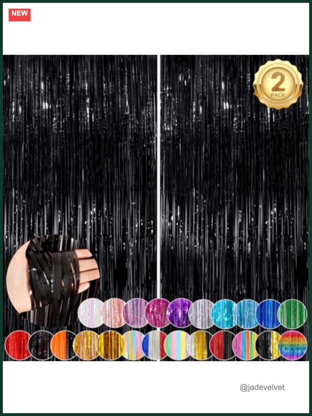 2 Pack 3.3x8.3Ft Metallic Foil Fringe Curtain Backdrop